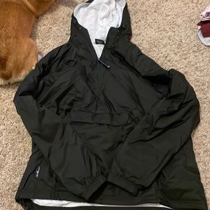 Charles River Plain Black Quarter Zip Raincoat Size Large